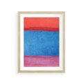 Plakat w ramie 30x40 - Migocące Formy - kolorowe akwarelowe pasy, odcienie czerwień - rama drewno