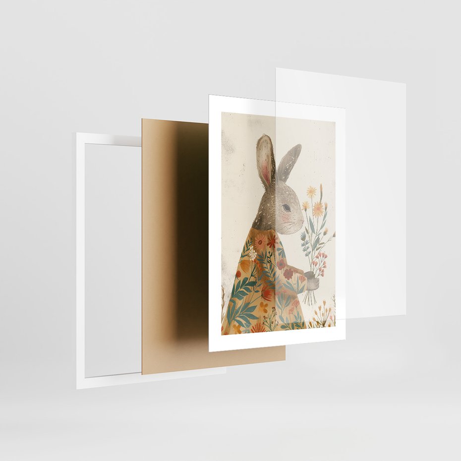 Zestaw obrazy w ramie 40x50 galeria - dla, dzieci, króliki, dziewczynka - rama biała