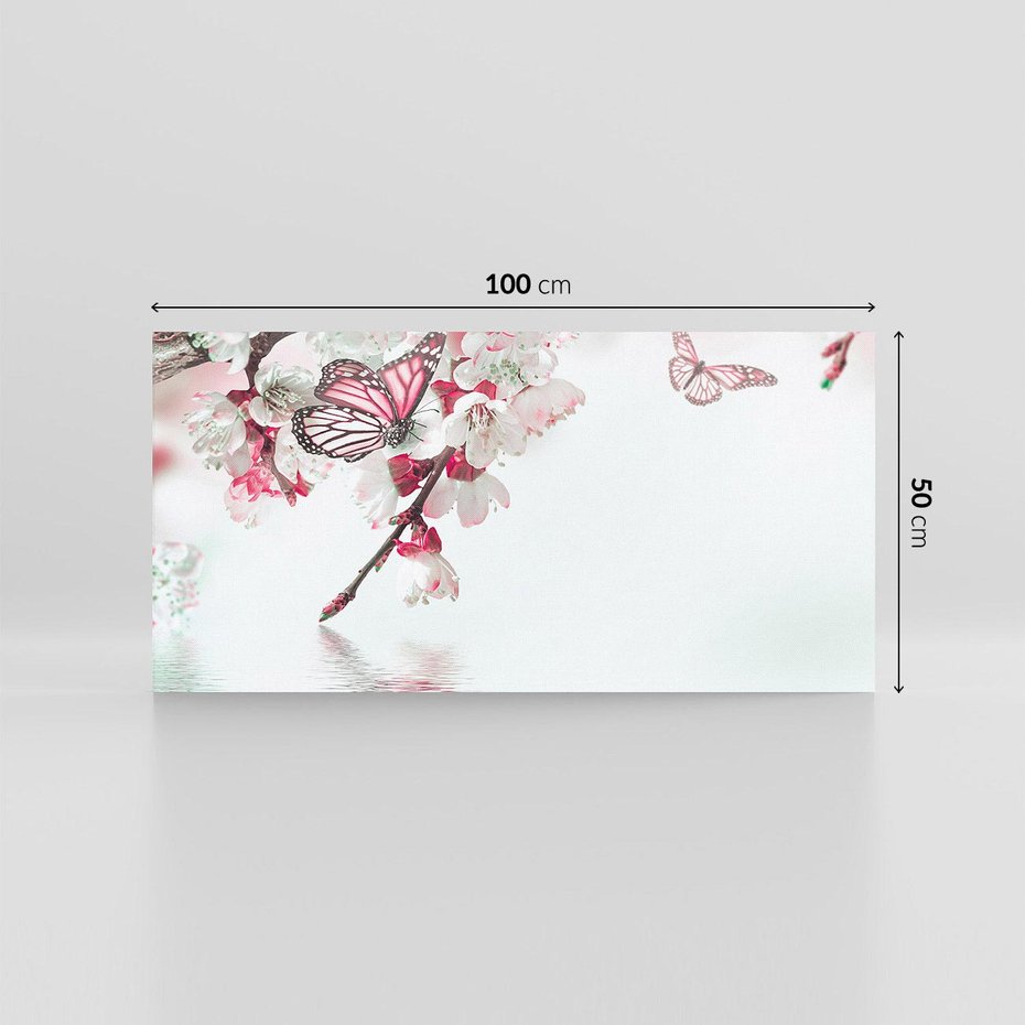 Obraz na płótnie 100x50 - Kwiatowa baśń z motylami - kwiaty, motyle