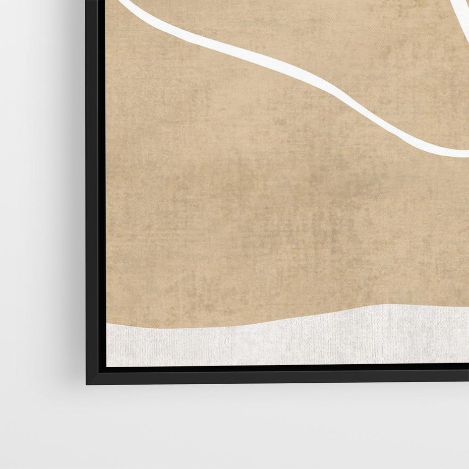 Obraz w ramie 50x50 - Beżowa Harmonia - abstrakcyjne, nieregularne plamy - rama czarna