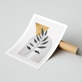 Plakat bez ramy 30x40 - Geometria z Elementami Złota i Liści - grafika, złoto