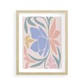 Plakat w ramie 40x50 - Pastele Kwiatowych Plam - pastelowe kwiaty, na beżowym tle - rama drewno