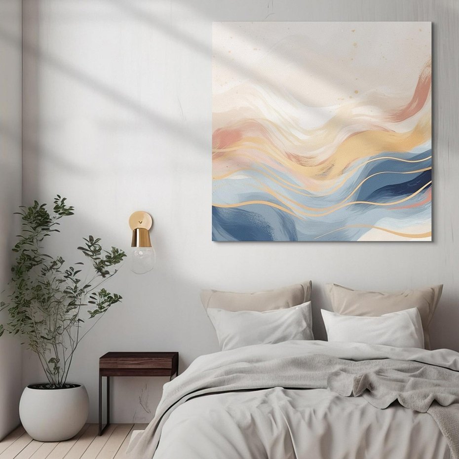 Obraz na płótnie 60x60 - Ukojenie Współczesności - abstrakcyjne fale, gładkie linie