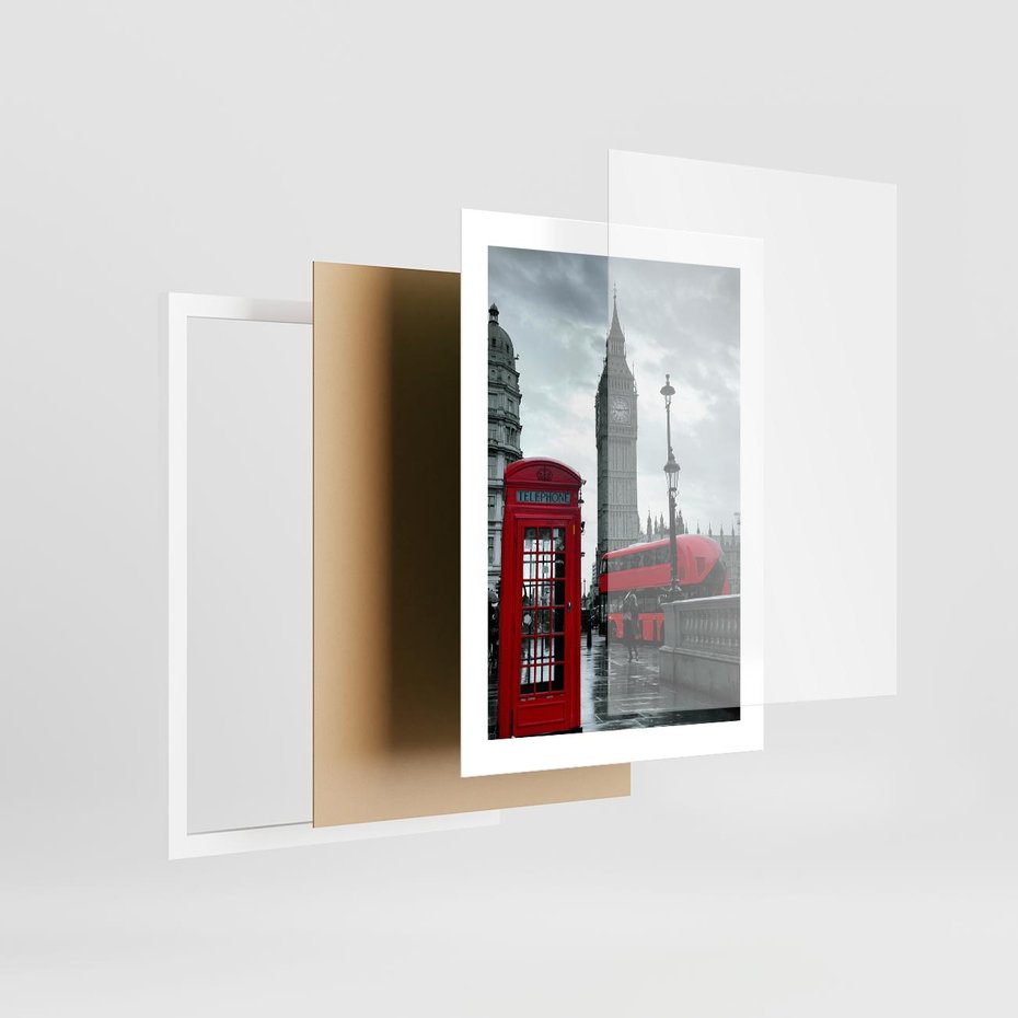 Plakat w ramie 30x40 - Uliczka z charakterystyczną budką w Londynie - Londyn, budka - rama biała