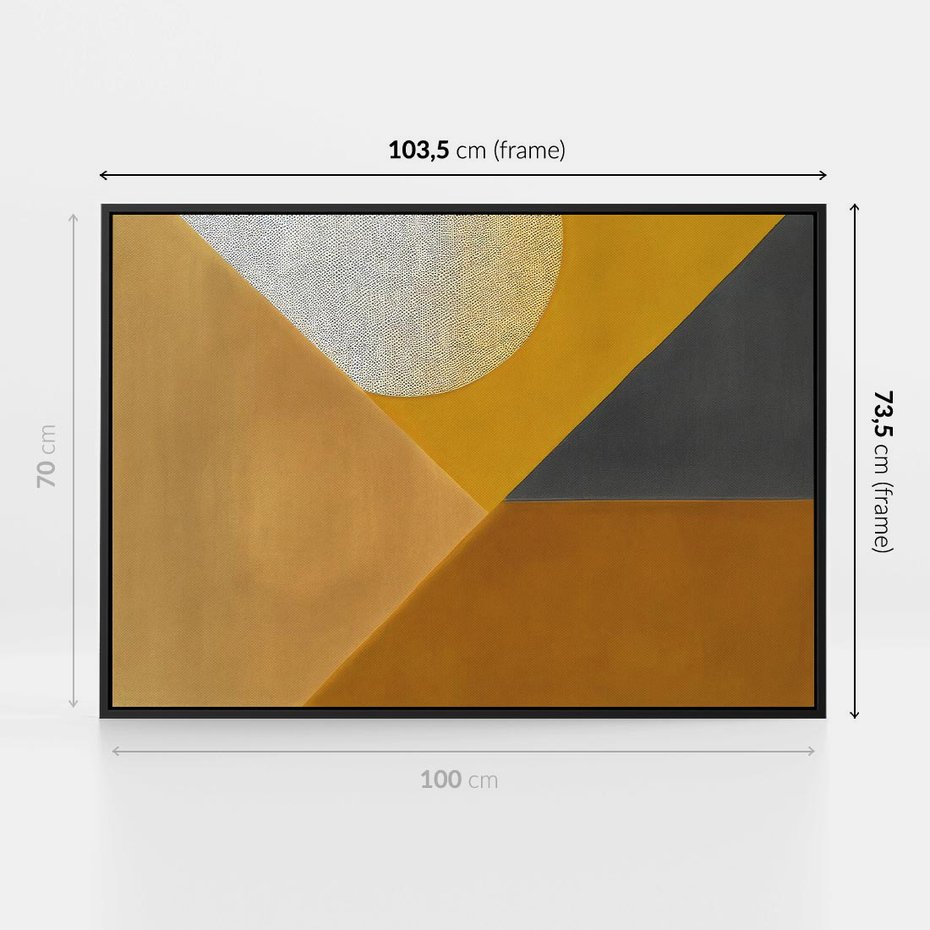 Obraz w ramie 100x70 - Harmonia migoczących ognisk - intensywne ciepłe kolory, słoneczny żółty - rama czarna