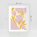 Plakat w ramie 30x40 - Migocące Wibracje - abstrakcyjne kwiaty, pastelowe kolory - rama biała