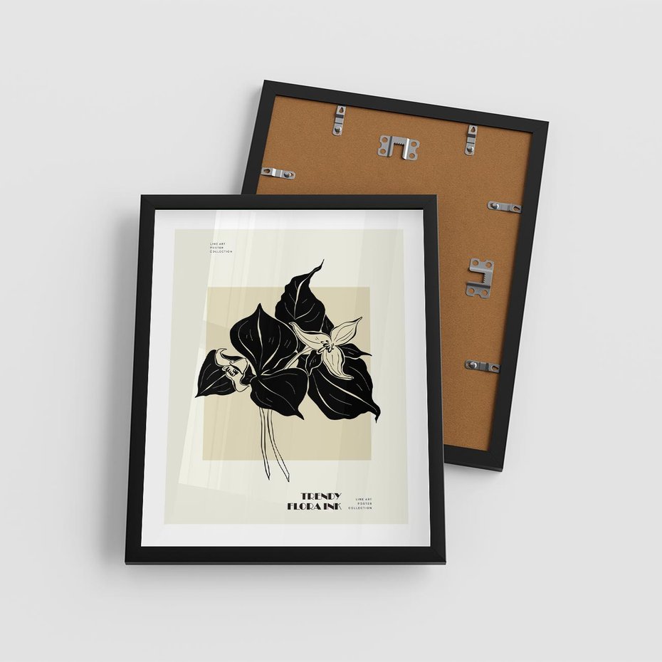 Plakat w ramie 40x50 - Ekspresja w szkicowanych kształtach - kwiaty, typografia - rama czarna