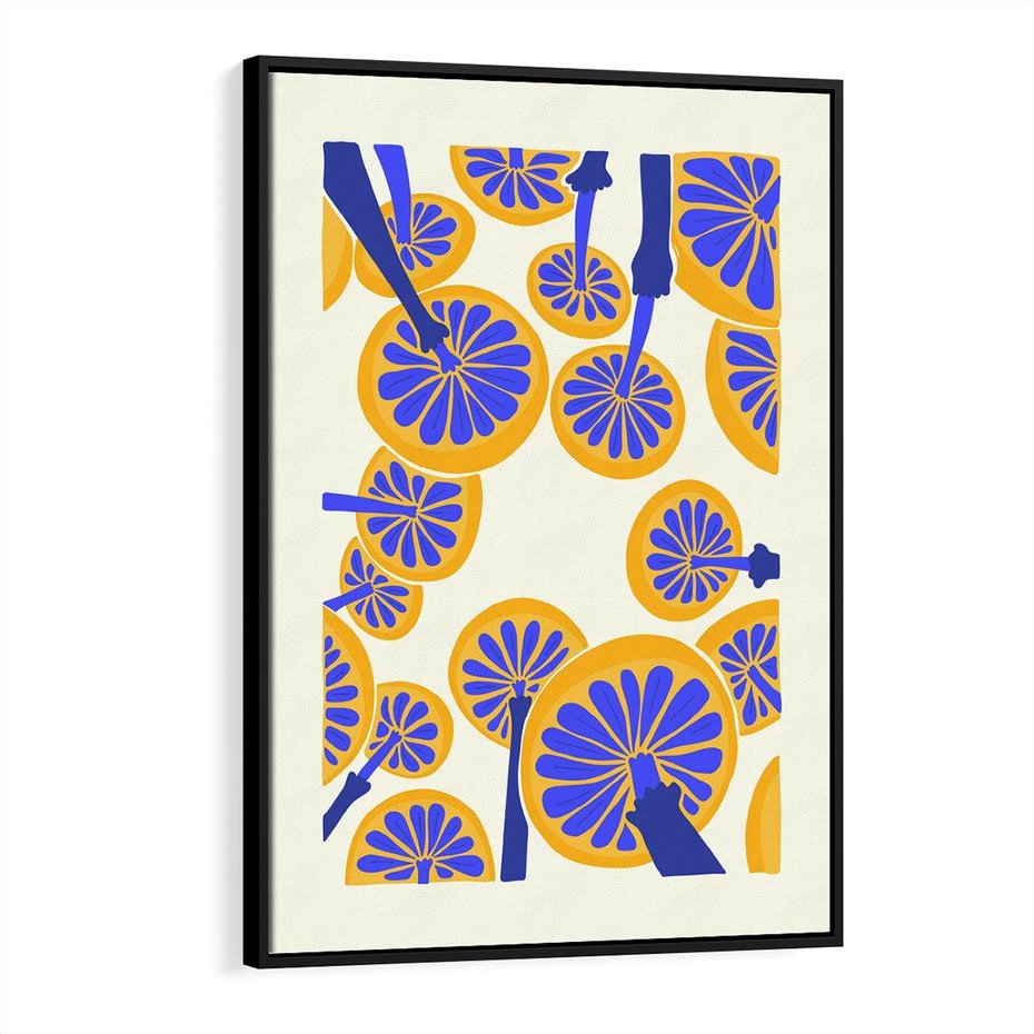 Obraz w ramie 50x70 - Malowane w słońcu - abstrakcyjna kompozycja, grzyby - rama czarna