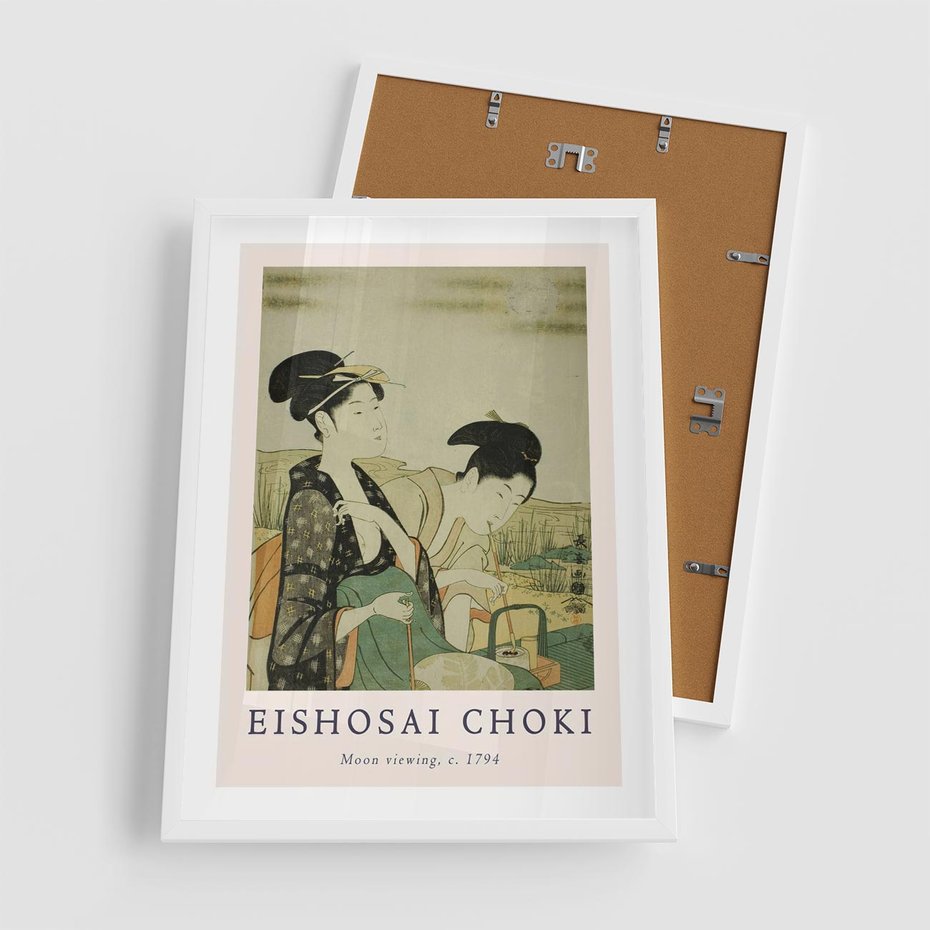 Plakat w ramie 50x70 - Rycina Eishosai Choki - staraa chińska rycina, eishosai choki - rama biała