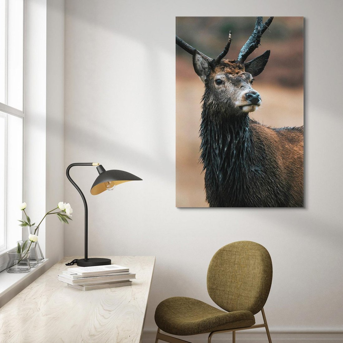 Obraz na płótnie 70x100 - Spokojny jeleń - jeleń, las