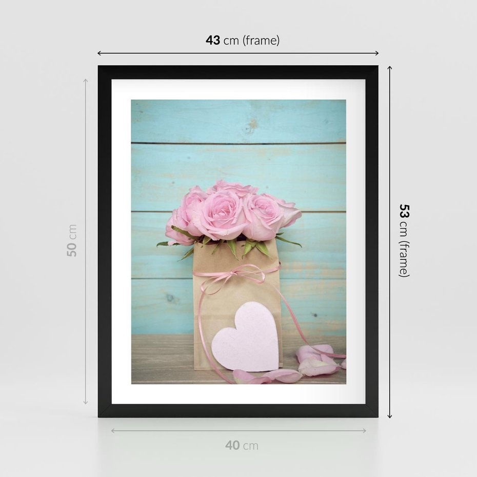 Plakat w ramie 40x50 - Uczucie W Pełnym Rozkwicie - kwiaty, romantyczne - rama czarna