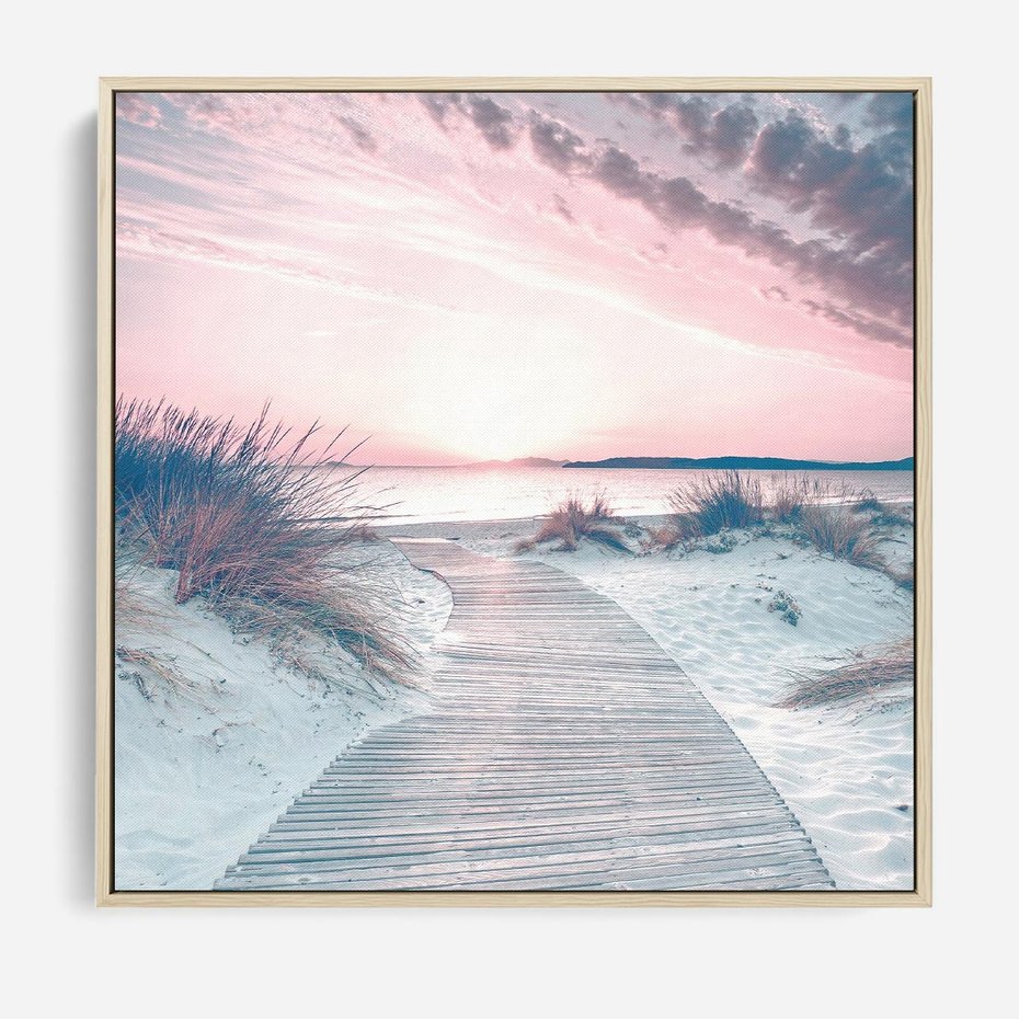 Obraz w ramie 50x50 - Magia Zachodu Słońca - fotografia, stonowane kolory - rama drewno