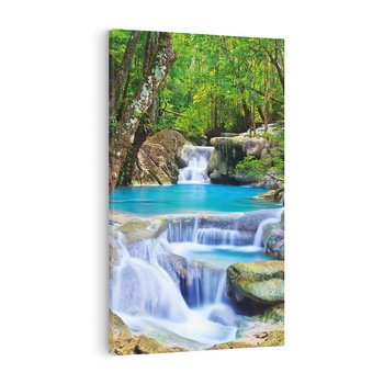 Obraz na płótnie 70x100 - Siła Rzeki i Urok Wodospadu - rzeka, wodospad