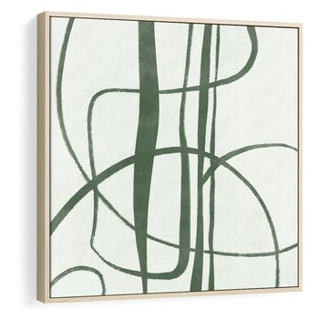 Obraz w ramie 50x50 - Zielony Spokój - zielona abstrakcja, spokojny plakat - rama drewno