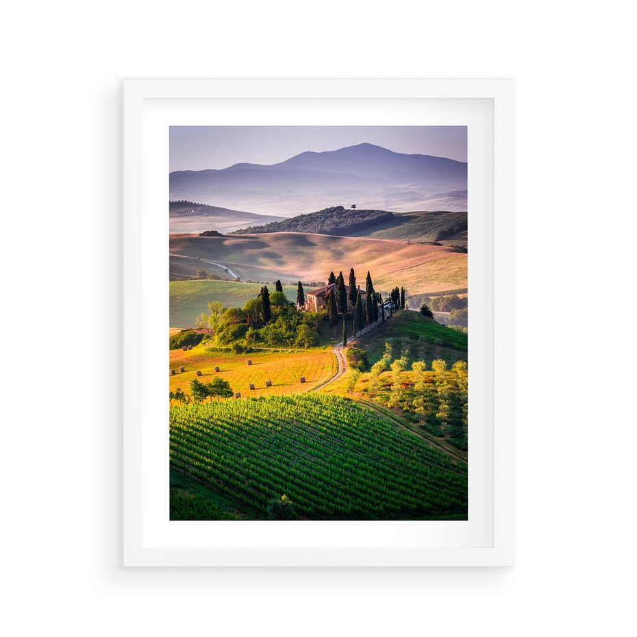 Plakat w ramie 40x50 - Pejzaż w perspektywie - pejzaż, perspektywa - rama biała