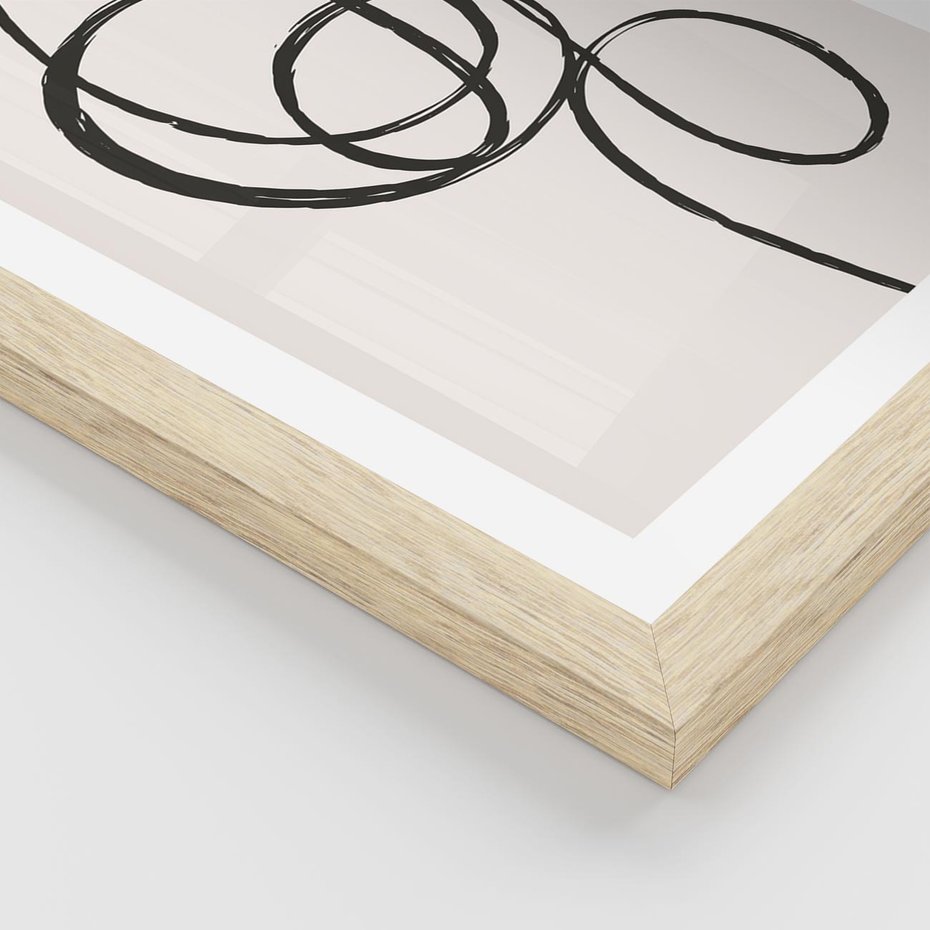 Plakat w ramie 50x70 - Migotliwa Kreatywność - abstrakcyjne szkicowane linie, minimalizm - rama drewno