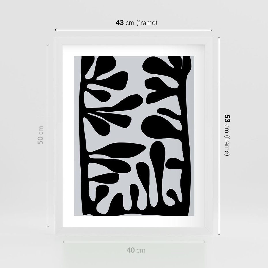 Plakat w ramie 40x50 - Taniec Kształtów - matisse, sztuka nowoczesna - rama biała