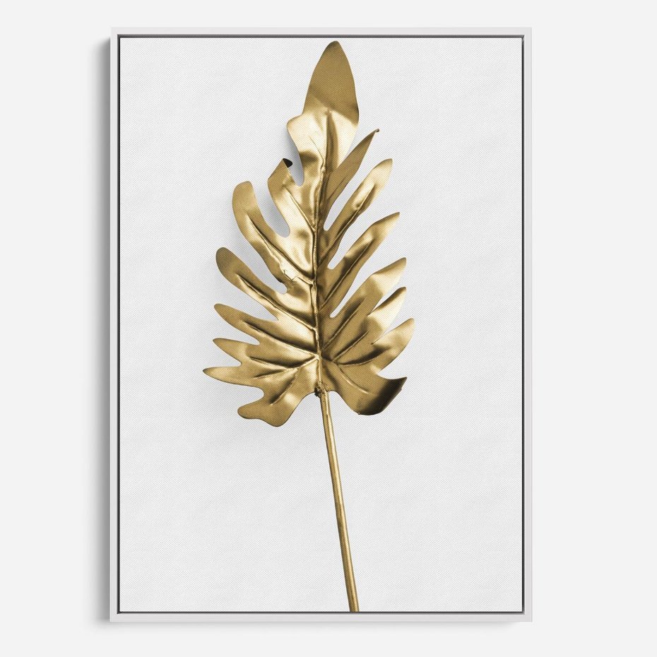 Obraz w ramie 80x120 - Ponadczasowy Urok - złote, liście - rama biała