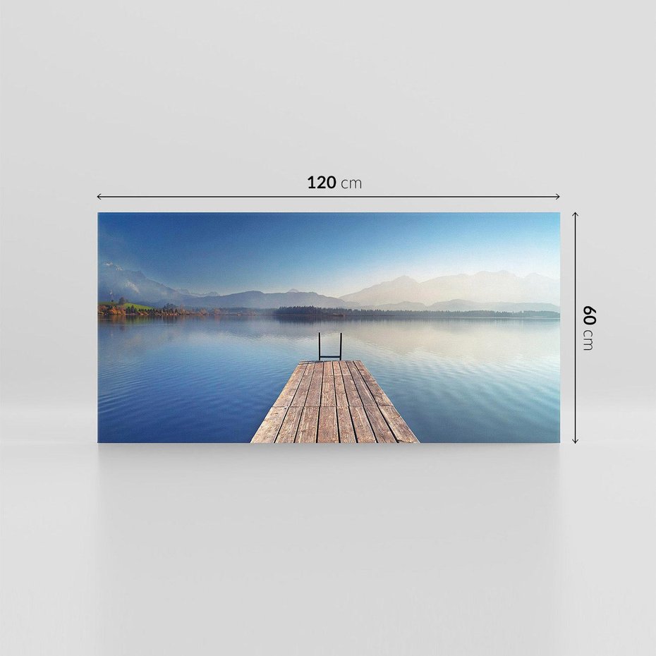 Obraz na płótnie 120x60 - Alpy: jezioro i malownicze molo - Alpy, jezioro