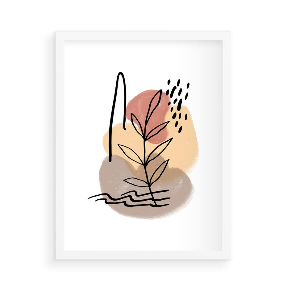 Plakat w ramie 50x70 - Konturem Przenikające - abstrakcja, sztuka nowoczesna - rama biała