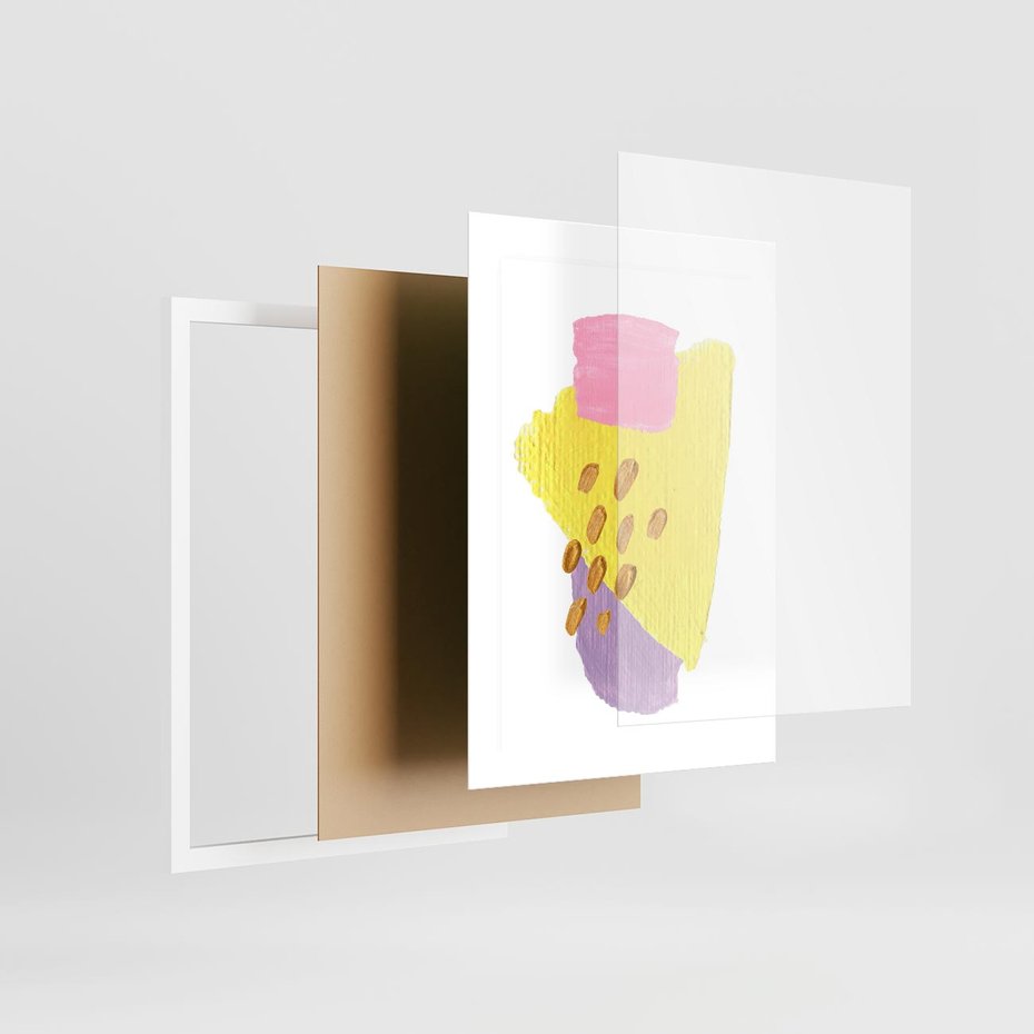 Plakat w ramie 30x40 - Refleksje Akwarelowych Widoków - akwarela, minimalizm - rama biała