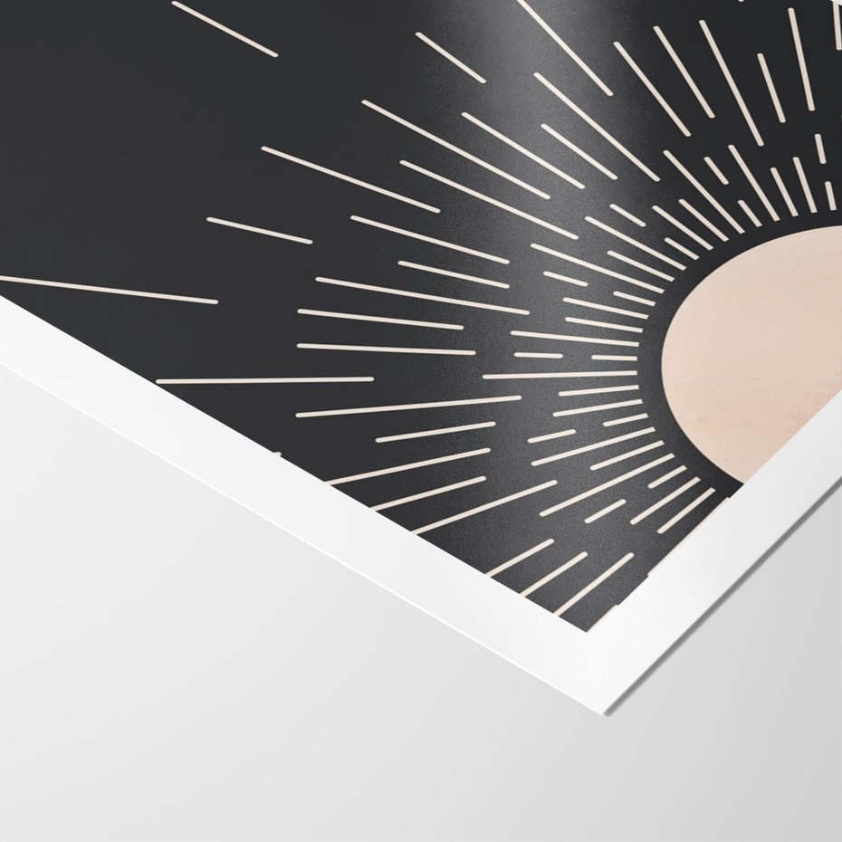 Plakat bez ramy 30x40 - Słoneczny Portret Duszy - boho czarne słońce, nowoczesna grafika