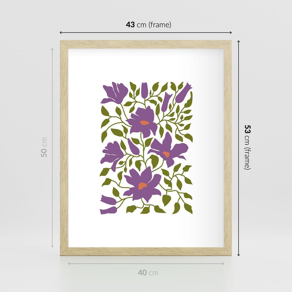 Plakat w ramie 40x50 - Rozmyte Granice - kwiaty, kompozycja - rama drewno