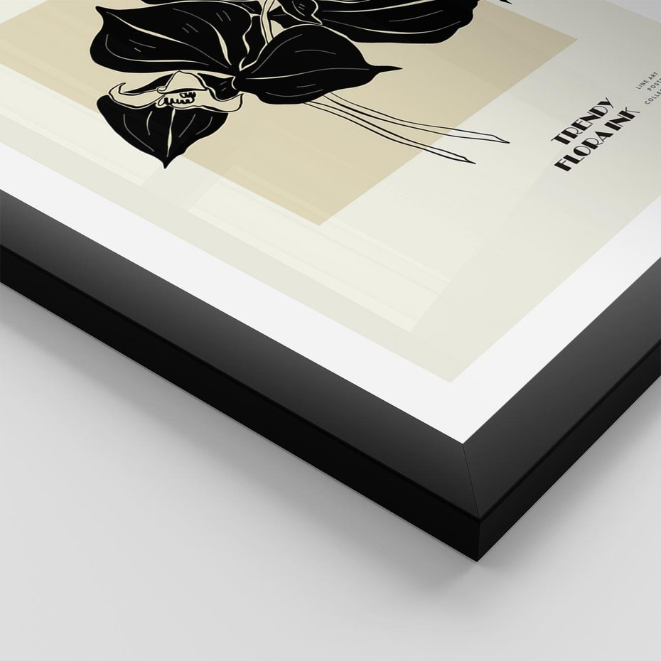 Plakat w ramie 30x40 - Ekspresja w szkicowanych kształtach - kwiaty, typografia - rama czarna