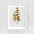 Plakat w ramie 40x50 - Ponadczasowy Urok - złote, liście - rama biała