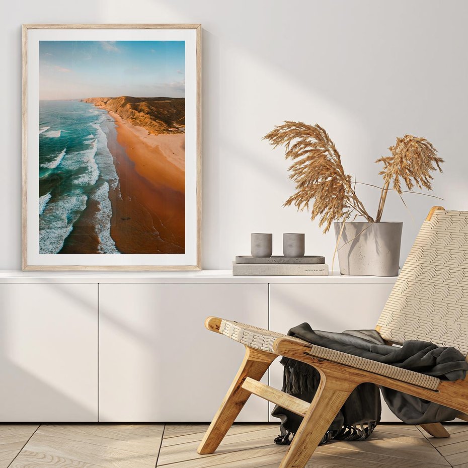 Plakat w ramie 50x70 - Z Lotu Ptaka - fotografia, plaża - rama drewno