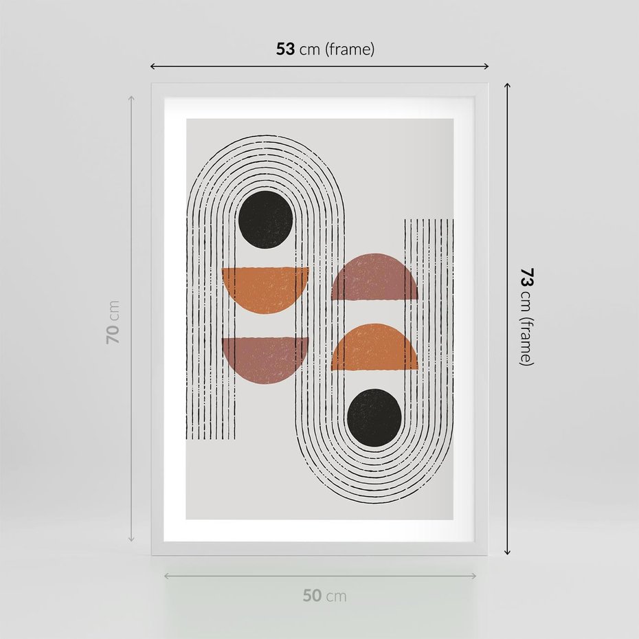 Plakat w ramie 50x70 - Nowoczesna Abstrakcja - geometria, grafika - rama biała