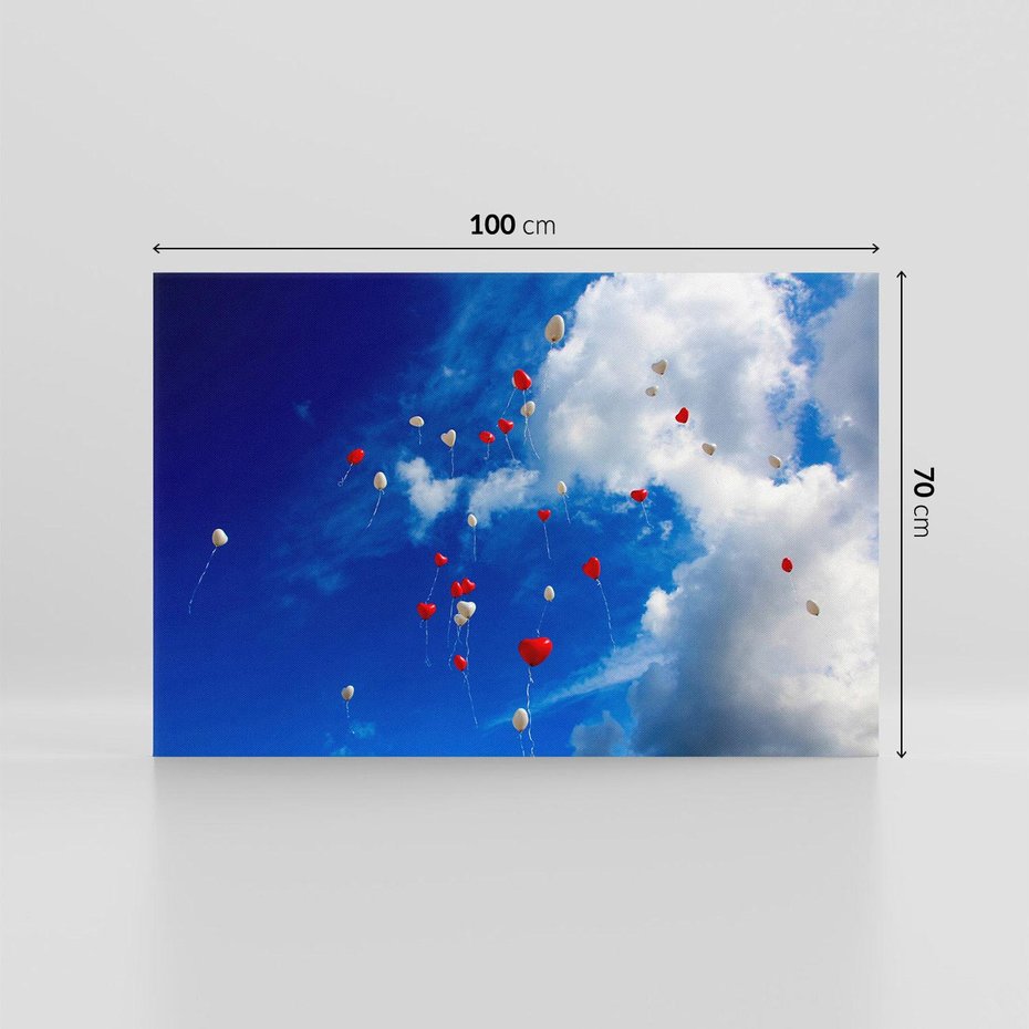 Obraz na płótnie 100x70 - Balony - Serca na niebie - balony, serca
