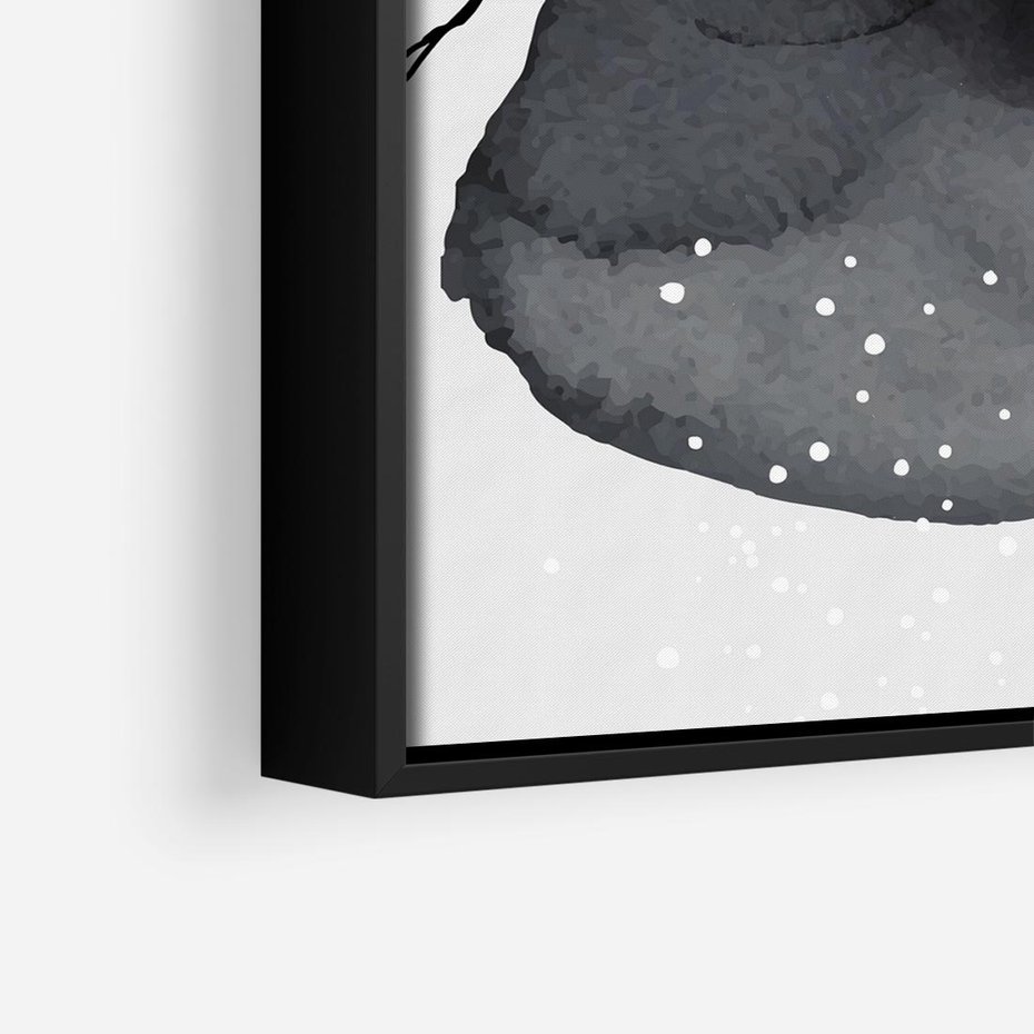 Obraz w ramie 50x50 - Impresje Harmonii - abstrakcyjne plamy akwarelowe, czarny szkic - rama czarna