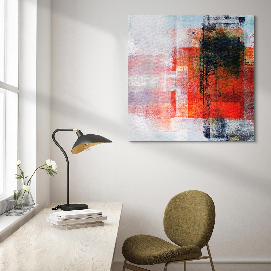 Obraz na płótnie 70x70 - Burza Emocji - wyrazista abstrakcyjna sztuka, dramatyzm