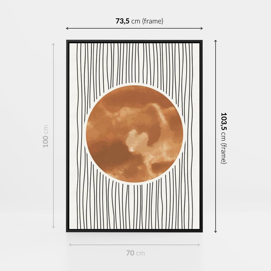 Obraz w ramie 70x100 - Eteryczne Krągłe Echa - boho obraz, geometria - rama czarna