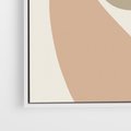 Obraz w ramie 50x50 - Beżowa Synergia - beżowa abstrakcyjna kompozycja, czarny akcent - rama biała