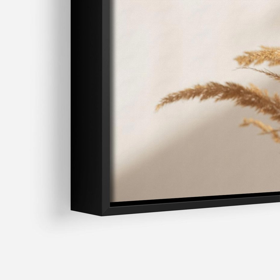 Obraz w ramie 50x50 - Swobodne trawy boho - boho, suche - rama czarna