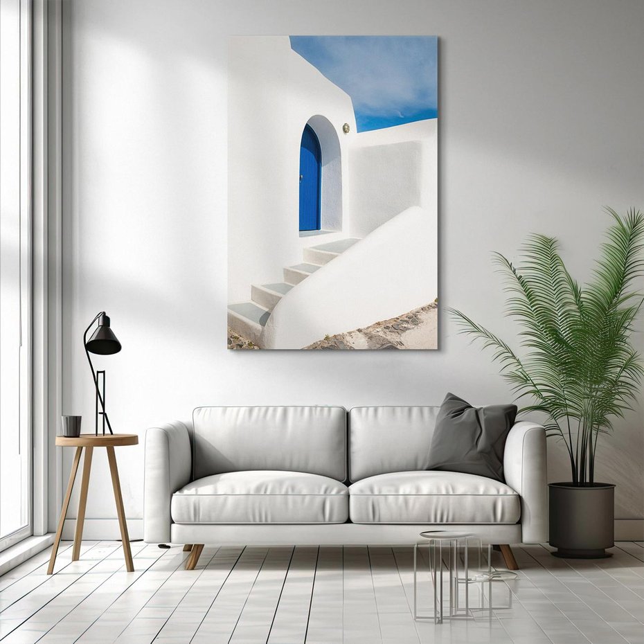 Obraz na płótnie 80x120 - Powitanie Wyspy - Santorini, drzwi