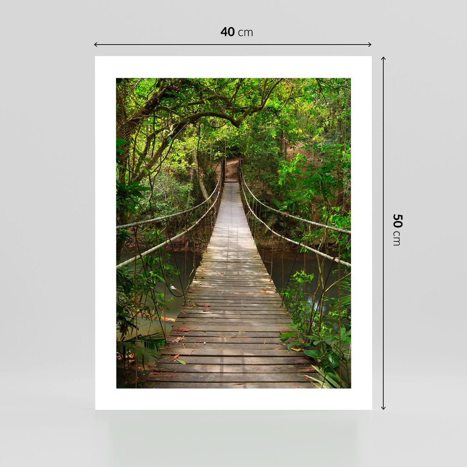 Plakat bez ramy 40x50 - Przez Dżunglę - most, linowy