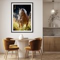 Plakat w ramie 30x40 - Spotkanie konia na łące - koń, łąka - rama czarna