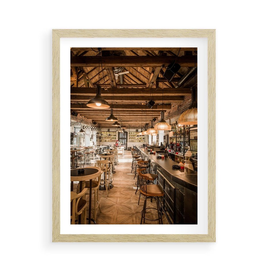 Plakat w ramie 50x70 - Smak i styl - restauracja, architektura - rama drewno