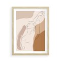 Plakat w ramie 50x70 - Sztuka Nagiej Formy - szkic nagiej kobiety, kolory beżowe - rama drewno