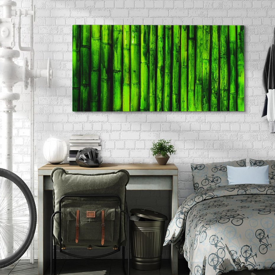Obraz na płótnie 100x50 - Bambusowy urok zielonej harmonii - bambus, zieleń