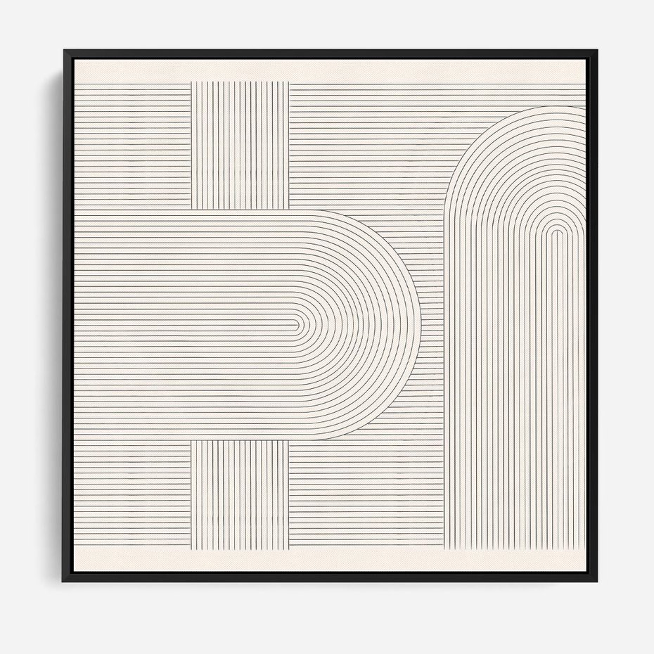 Obraz w ramie 50x50 - Geometryczna Elegancja Mid Century - mid century, minimalizm - rama czarna