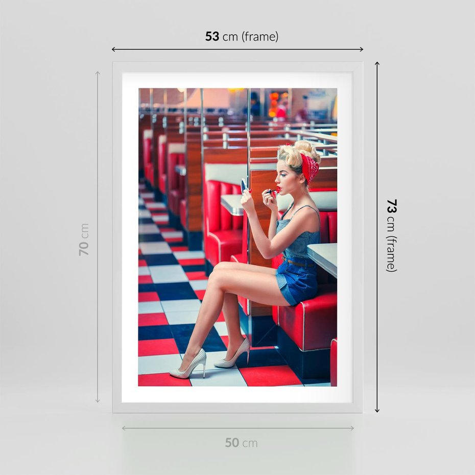 Plakat w ramie 50x70 - Ikoniczna Uroda - retro, Marylin Monroe - rama biała