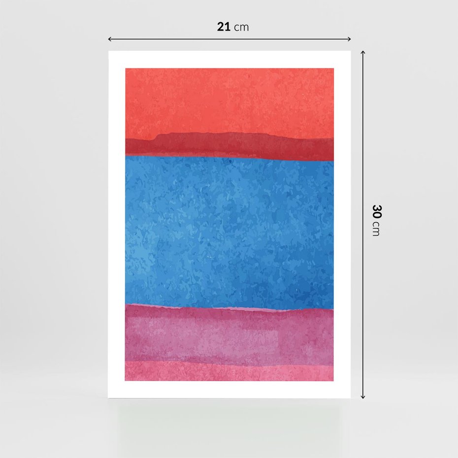 Plakat bez ramy 21x30 - Migocące Formy - kolorowe akwarelowe pasy, odcienie czerwień