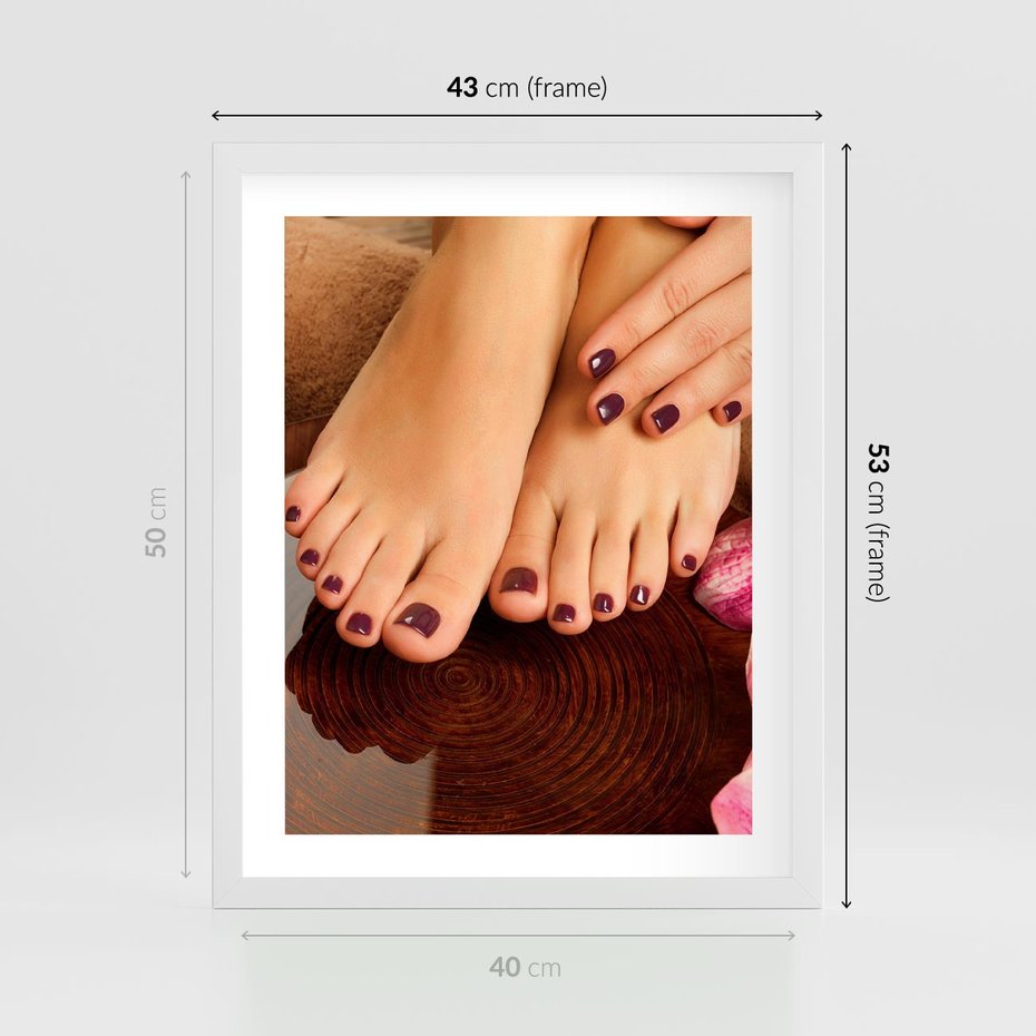 Plakat w ramie 40x50 - Manicure i Pedicure - manicure, pedicure - rama biała