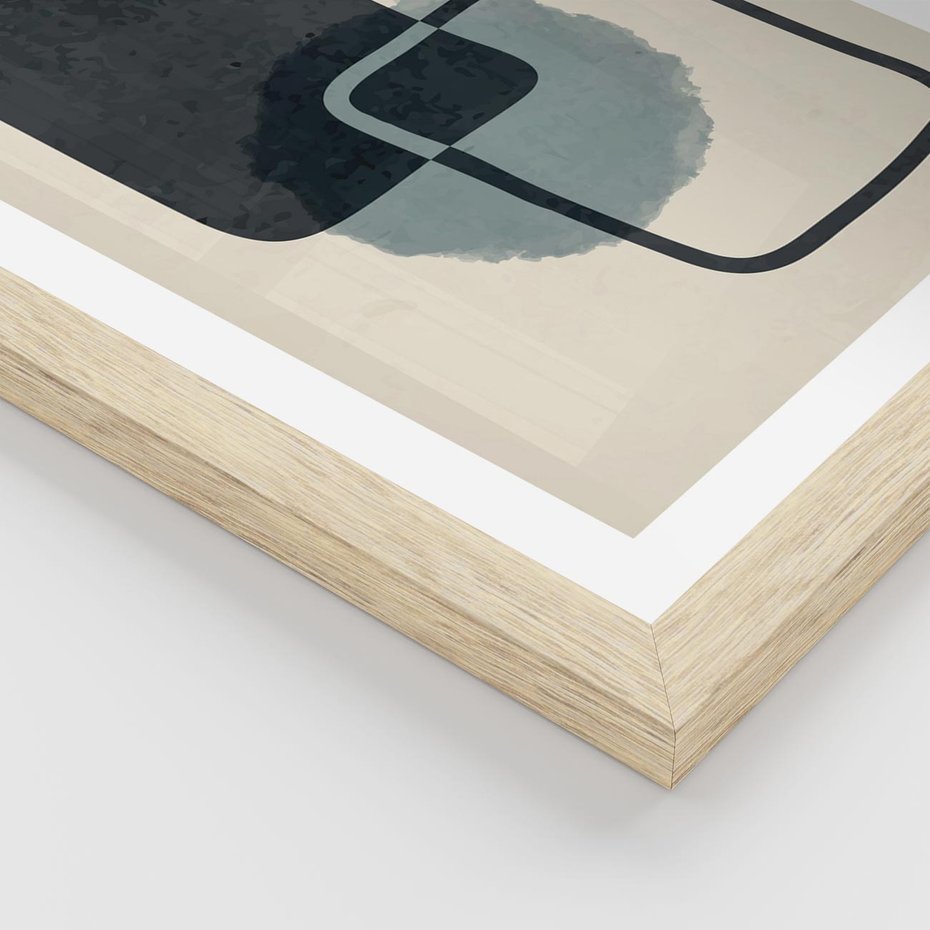 Plakat w ramie 40x50 - Migotliwe Refleksje - abstrakcyjne nieregularne kształty, minimalistyczny plakat - rama drewno