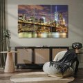 Obraz na płótnie 120x80 - Most Manhattan nocą: Niezwykła Widok - most, Nowy Jork