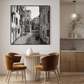 Obraz w ramie 50x50 - Weneckie Kanały - czarno białe zdjęcie, wenecja - rama czarna
